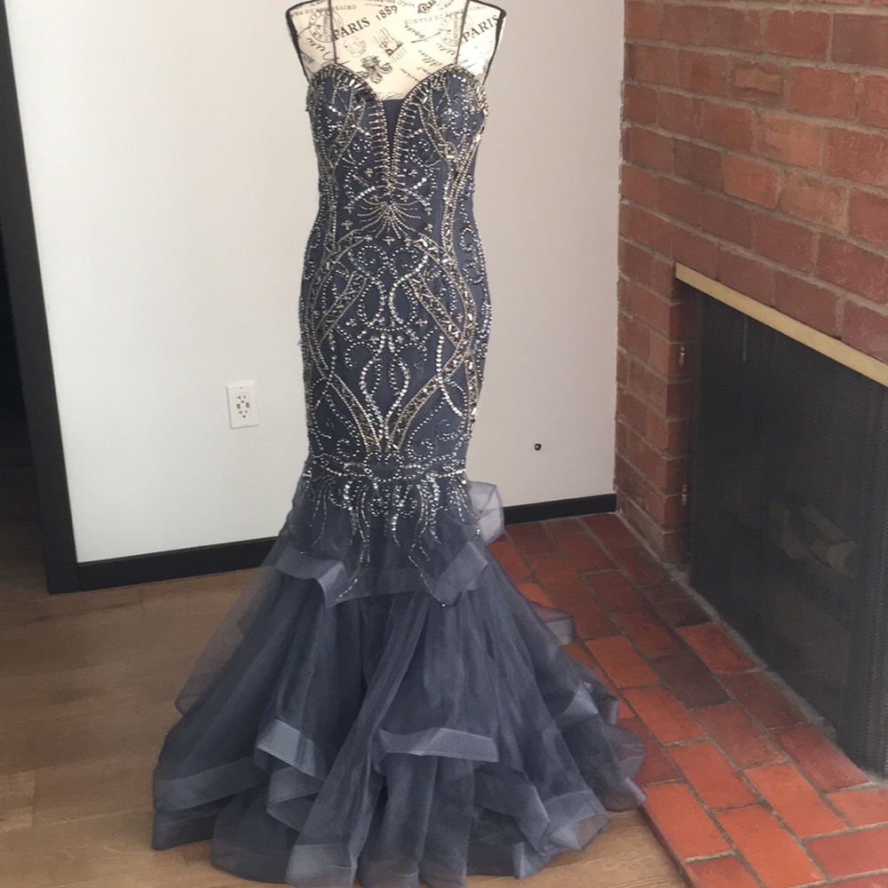 Sparkly blue navy long formal dress - Picture 3 of 7